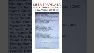 LISTA TRAPELATA di tutte le banche di proprietà della famiglia Rothschild [upl. by Tiemroth570]