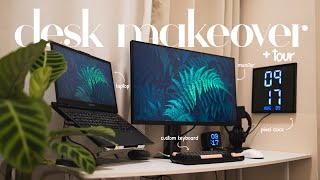 desk makeover  tour  a cozy desk thats functional ish [upl. by Hamitaf]