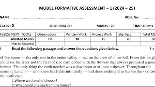 10th class english fa1 question paper 20242025 model paper [upl. by Benita]