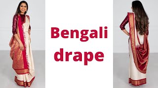 Bengali Drape  How to wear Saree for Beginners  Easy Saree Draping Tutorial  Tia Bhuva [upl. by Hannus]