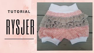 Tutorial Hvordan sy rysjer på bukser Sew ruffles [upl. by Jerman]