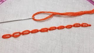 Easy cable chain embroidery stitchHand embroideryEmbroidery stitch [upl. by Cheke]