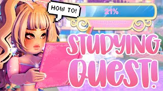 STUDYING BY THE DREAM FOUNTAIN QUEST ROYALE HIGH CAMPUS 3 HOW TO COMPLETE ALL QUESTS EASILY 2023 [upl. by Braswell]