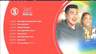 TV5  Evening Program Schedule 10AUG2024 [upl. by Eido]