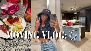 MOVING VLOG Ep 1  Empty Apartment Tour Kitchen Unboxing Cooking Breakfast [upl. by Keelby]