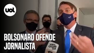 Bolsonaro manda jornalista calar a boca e tira máscara após pergunta sobre a proteção [upl. by Darrelle904]