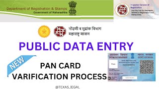 Public Data Entry For Registration  New Pan Card Verification Process  IGR Maharashtra [upl. by Elletnwahs339]