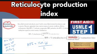 Reticulocyte production index in HindiUrdu by first aid for USMLE step 1 [upl. by Nisay990]