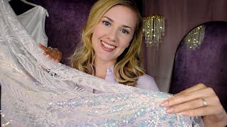 Wedding Dress Consultation 👰 ASMR Fabrics Sketching Measuring [upl. by Nariko]