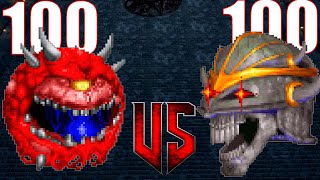 Cacodemon vs Iron Lich  DOOM vs HERETIC Monster Infighting  Crossove Battles  DOOM RETRO ARENA [upl. by Tankoos]