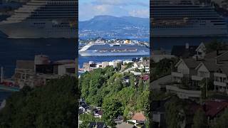 Bergen Fjord 💙 Cruise Ship Honks Its Horn 🚢 shorts [upl. by Lacram]