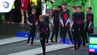 Great Britain  2018 TeamGym Europeans junior mens team final [upl. by Enialahs]