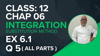 Class 12 Mathematics  Chap 6  integration substitution method  Ex 61  Q 5  all parts   Hindi [upl. by Schwinn]