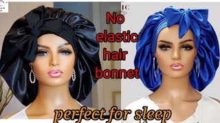 How to make adjustable satin hair bonnet without elastic very easy [upl. by Aivato]