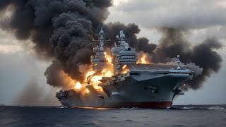 Todays Tragedy The Russian aircraft carrier was blown to pieces by the UkrainianUS F16 attack [upl. by Liemaj]