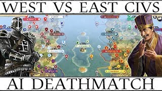 Civ 5 Western vs Eastern Civilizations AI Only Deathmatch [upl. by Neetsuj41]