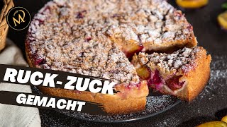 Einfacher und schneller Zwetschgenkuchen mit Streusel  saftiger Kuchen zum selber machen [upl. by Enilkcaj]