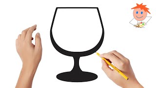 How to draw a cocktail glass snifter  Easy drawings [upl. by Ahsemot]