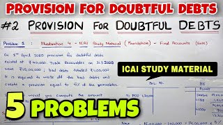 2 Provision for Doubtful Debts  5 Problems  By Saheb Academy [upl. by Stanislaus726]