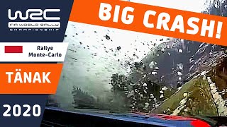 TÄNAK onboard CRASH Rallye MonteCarlo 2020 Huge Rally Crash [upl. by Pohsib]