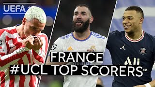 BENZEMA MBAPPÉ GRIEZMANN  FRANCE UCL Top Scorers [upl. by Bouchier]