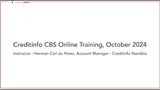 Creditinfo CBS Online Training [upl. by Donovan]