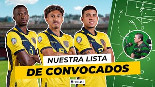 NUESTRA LISTA DE CONVOCADOS DE ECUADOR  ELIMINATORIAS ANTE BRASIL Y PERÚ [upl. by Nednil136]