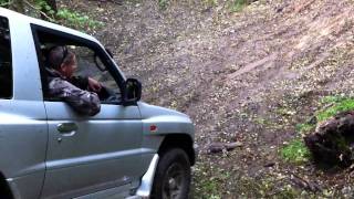 Mitsubishi Pajero 35 V6 Off Roading Up Muddy Slope [upl. by Haianeb857]