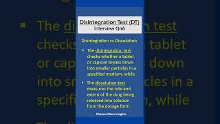 Disintegration test  DT interview preparation chemistry disintegration [upl. by Eboj369]