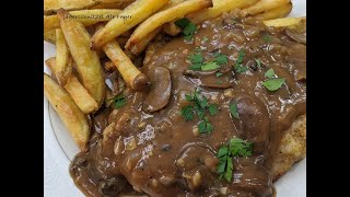 Jägerschnitzel JAEGERSCHNITZEL PORK STEAK WITH MUSHROOM GRAVY AIR FRYER [upl. by Waldner809]