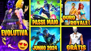 PASSE MAIO E JUNHO 2024 OURO ROYALE SKIN EVO DUO NOVA ATUALIZAÇÃO FREE FIRE NOVIDADES FREE FIRE [upl. by Charis]