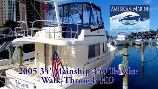 SOLD  2005 34 Mainship 340 Trawler Walkthrough by American Marine [upl. by Ola]