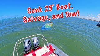 Salvaging a Sunk 25 Boat Out of South Florida Inlet Parbuckle and Tow In To Safe Harbour [upl. by Etnaled296]