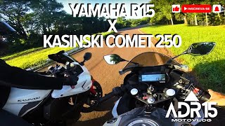 Yamaha R15 vs Kasinski Comet GTR 250 CABO ENROLADO NA RODOVIA🏁✨🏍️Top Speed [upl. by Haynes]