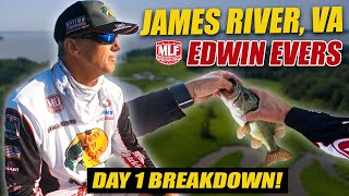 Edwin Evers Breaks Down Day 1  James River MLF Tournament [upl. by Ymmas]