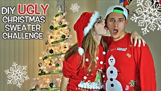 EPIC DIY UGLY CHRISTMAS SWEATER CHALLENGE Boyfriend vs Girlfriend [upl. by Anavahs]