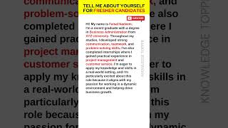 Tell Me About Yourself Interview Answer for Freshers [upl. by Oinotnanauj234]