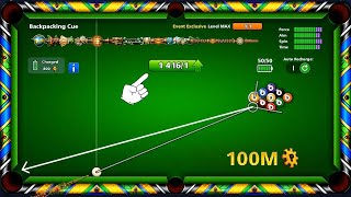 8 ball pool Backpacking Cue level Max 1416 upgrade Pieces 🤯 100M Coins Table [upl. by Llerahc]