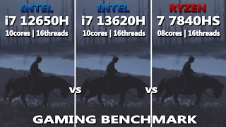 INTEL i7 12650H vs i7 13620H vs RYZEN 7 7840HS Gaming Benchmark Test  Tested in 10 Games  RTX 4060 [upl. by Abernathy]