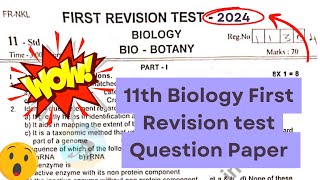 11th Biology First Revision test Question Paper 2024 [upl. by Acinnad57]