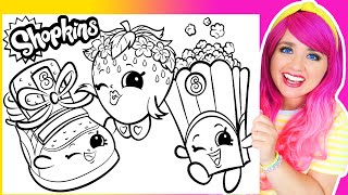 Coloring Shopkins Strawberry Kiss Sneaky Wedge amp Poppy Corn Coloring Pages  Markers amp Pencils [upl. by Eda314]