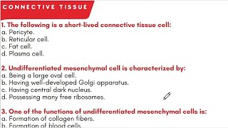 Connective tissue MCQ  Histology  كتاب القسم   دعبدالوهاب [upl. by Sito]