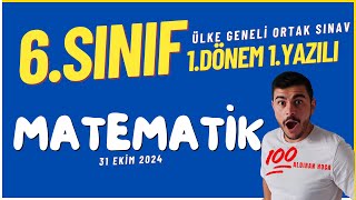 6 Sınıf MATEMATİK 1Dönem 1Yazılı ❗ORTAK SINAV ❗99 Çıkabilir 2024 [upl. by Nylaroc]