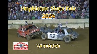 Hopkinton Fair 2024 Saturday V8 FEATURE Demolition Derby 4K UHD [upl. by Haleemak502]