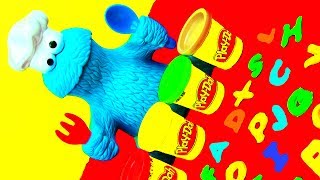 Play Doh Cookie Monster Learn ABCs Alphabet Playdough Sesame Street [upl. by Elstan]