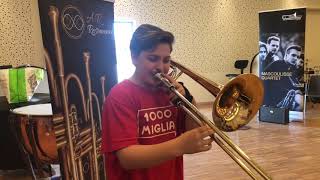 Young Italian trombone players testing AR Resonance mouthpiece [upl. by Rabka]