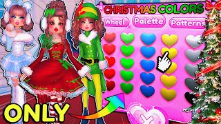 ONLY Using CHRISTMAS Colors NO MATTER The THEME In DRESS TO IMPRESS  ROBLOX Challenge [upl. by Colline]