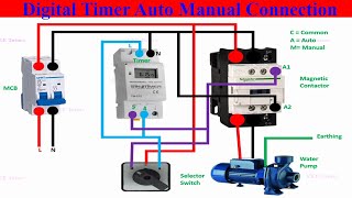 Water Pump Control Using Digital Timer  Digital Timer Auto Manual Magnetic Contactor Connection [upl. by Wolbrom]