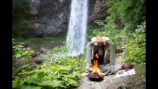 Shugendo  Takigyo Meditation under a big Waterfall captured with a Drone [upl. by Nirroc]