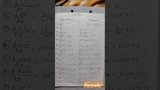 Differentiation and Integration formula📝mathformula short [upl. by Ash832]